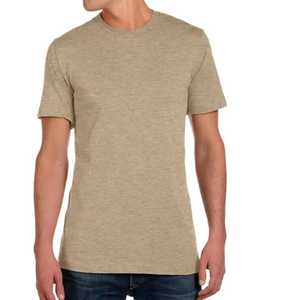 เสื้อยืดคอกลมแขนสั้นสีเบจสำหรับผู้ชาย ทรงปกติ ผ้าฝ้ายเจอร์ซีย์ถัก 100% สวมใส่สบาย ลายแบบสั่งทำ ระบายอากาศได้ดี น้ำหนัก 220 กรัม ด้านหน้า - Product Image 6