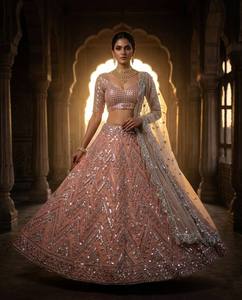 Divyam Creation <b>Red</b> Embroidered Faux Georgette <b>Lehenga</b> Choli Floor-Length Traditional Indian Party Wedding Dress Women's Regular - Product Image 1