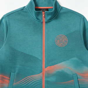 Sudadera Unisex Color Verde Azulado con Cierre de Cremallera, Manga Larga, Estampado Degradado, Estilo Deportivo, Transpirable, de Poliéster, para Primavera, con Diseño de Logotipo - Product Image 4