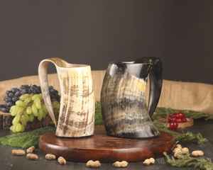 Cornes à boire vikings artisanales 100% originales, fabriquées à la main, mug viking unique d'inspiration médiévale, pour fêtes et mariages - Product Image 5
