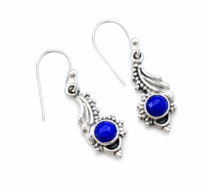 Handmade 925 Sterling Silver Blue Sapphire <b>Earrings</b> Designer Hoop <b>Hook</b> <b>Earrings</b> September Birthstone Jewelry - Product Image 1