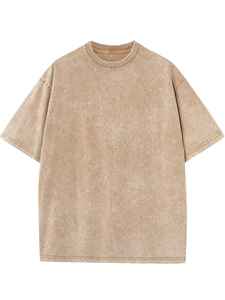 T-shirt Oversize en Coton 100% Lavé à l'Acide, Confortable, Style Urbain, Couleur Unie, Tricoté, Vente en Gros - Product Image 4