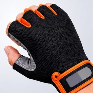<b>Half</b> Finger Cycling Gloves Adjustable Wrist Strap Hook and Loop Closure Non <b>Slip</b> Breathable Leather Unisex Diamond Pattern - Product Image 2