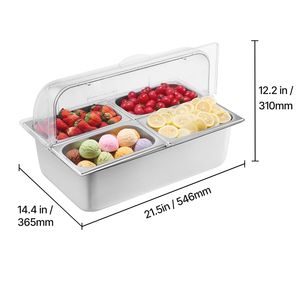 Vassoio di Servizio in Acciaio Inox a 4 Scomparti con Dispenser per Condimenti e Espositore per Servizio Alimenti da Banco - Product Image 5