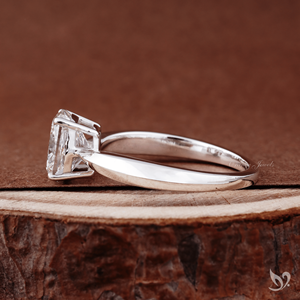 2 carat elongated <b>cushion</b> cut lab grown diamond <b>ring</b> pinched shank solitaire in 10K white gold elegant engagement <b>ring</b> - Product Image 2