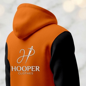 Sweat à capuche pour homme Hooper, couleur orange, manches régulières, en polaire polyester/coton, respirant, séchage rapide, streetwear d'hiver - Product Image 3