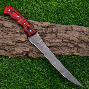 Couteau de Chef Professionnel Haut de Gamme en Acier Damas Ultra-Tranchant, Manche Intégral, Poignée en Bois Pakka, Fait Main, Écologique, avec Étui en Cuir - Product Image 3