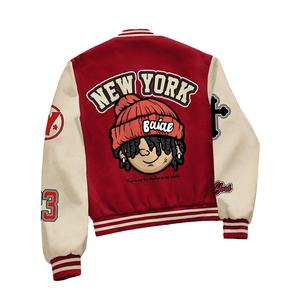 แจ็กเก็ตเลตเตอร์แมนสำหรับผู้ชายเสื้อแจ็คเก็ตแขนเสื้อหนังมีตัวอักษรปรับแต่งได้ - Product Image 3