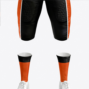 Uniforme de Fútbol Americano para Adultos, Jersey Sublimado Naranja de Manga Tres Cuartos, Pantalones Negros Transpirables con Absorción de Humedad - Product Image 3