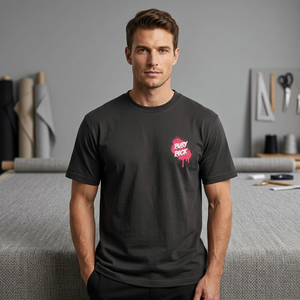T-shirt noir à manches courtes pour homme Rusty Rock, col rond, imprimé, décontracté, en jersey tricoté, avec logo frontal effet gouttelettes, grande taille, épais - Product Image 5
