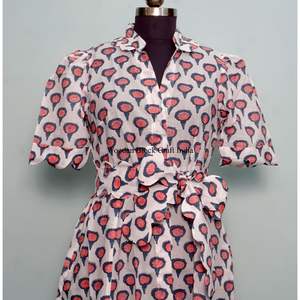 Belle robe à imprimé floral, robe boutonnée, robe décontractée pour femmes, robe imprimée à manches courtes et longues pour femmes - Product Image 4