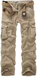 Nouveau design 2025 – Pantalon cargo en coton pour hommes et femmes, camouflage, avec 6 poches, taille mi-haute décontractée - Product Image 5