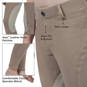 <b>High</b> Quality Cotton Spandex Fabric Rider Equestrian Clothing Comfortable Pants Leather <b>Knee</b> Patch Kids Breeches by Horsekraft - Product Image 3