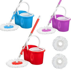 360 Spin <b>Mop</b> <b>Bucket</b> Set with Micro fiber Rotating Heads Floor Cleaning System with 2 Replacement Heads Easy Wring <b>Mop</b> Set - Product Image 1