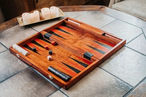 <b>Wood</b> Backgammon <b>Set</b> Foldable 19x15 Inch with Checkers Dice and Cups for Playing Unisex - Product Image 5