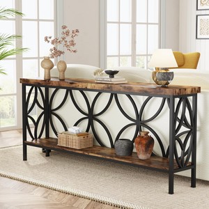 Table console en bois de manguier avec structure en métal |   Meubles artisanaux en gros d'Inde - Product Image 1