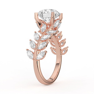 แหวนหมั้นเพชรทรงกลมเจียระไนแบบบริลเลียนท์ 2.8 กะรัต ทองคำแท้ 14K 18K ประดับด้วยใบไม้รูปทรงมาควิส พร้อมแหวนแต่งงานสำหรับผู้หญิง - Product Image 4