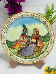 Placa de mármol Makrana hecha a mano, Radha Krishna blanca de la India, artesanías de piedra semipreciosa con toque decorativo - Product Image 2