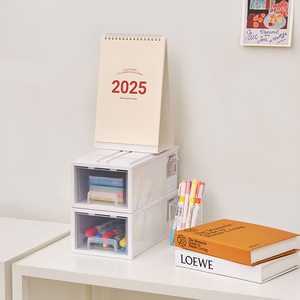 Stackable Modular Desktop Storage Organizer with System <b>Drawers</b> <b>Small</b> Clear Plastic <b>Drawer</b> Cabinet for Office Home Supplies - Product Image 2