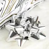 Silver Butterfly Bow Gift <b>Ribbons</b> Polyester Woven Metallic Christmas Decorations with Graphic Design 10pcs Set - Product Image 6