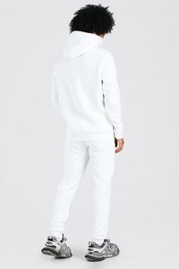 Men's <b>White</b> Hooded Tracksuit Set Full Sleeve <b>Joggers</b> With Side Pockets Breathable Autumn Casual Wear - Product Image 4