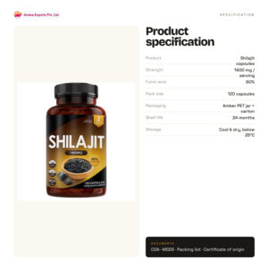 Suministro Directo de Fábrica, Cápsulas de Shilajit 1400mg, 60% Ácido Fúlvico, 120 Cápsulas, Certificación GMP HACCP, Marca Privada OEM ODM - Product Image 2