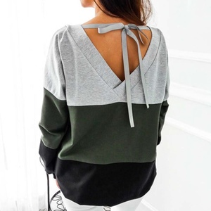 แขนยาว LACE UP ผ้าพันแผลเสื้อกันหนาว HOODIE หลวมเสื้อลำลองเสื้อ TEE เสื้อ HOODIES PULLOVERS FEM ME - Product Image 1