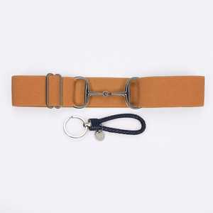 2026 Tan Cotton Fabric Equestrian Bit Belt <b>Silver</b> Metal Buckle Vintage <b>Waist</b> Strap - Product Image 1