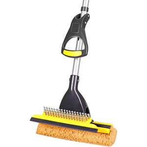 Serpillère télescopique à long manche 42-52 cm avec raclette pour usage commercial et domestique, idéale pour le nettoyage des sols en carrelage dans la salle de bain et le garage - Product Image 1