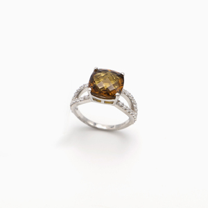 Sparkling Cognac Quartz <b>Cushion</b> <b>Ring</b> 10MM Stylish Womens Gemstone Fashion Jewelry Choice Collections - Product Image 2