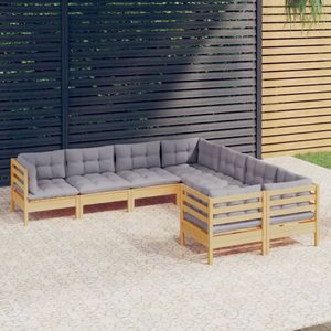Ensemble de salon de jardin gris et bois naturel - Product Image 1
