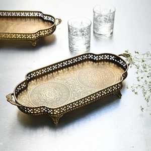 Bandeja Decorativa Rectangular con Patrón Geométrico y Asa, Diseño Tradicional, Paquete Individual - Product Image 4