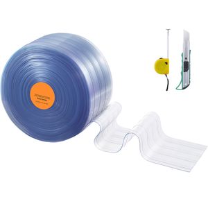 Tenda a Strisce in PVC Trasparente, Lunghezza 50 Piedi x Larghezza 8, Strisce in Plastica Nervata per Porte, Rotolo Grande per Congelatori, Garage e Porte - Product Image 1
