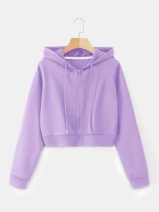 Bulk Wholesale Women Casual Winter Wear Hoodie Plain Long Sleeve Zip Up Loose Fit Crop Hoodies Premium Apparel Manufacturer - Product Image 3