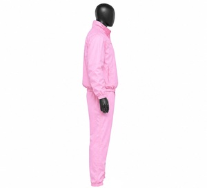 Ensemble de survêtement unisexe rose 2026, couleur unie, décontracté, col montant, fermeture éclair, respirant, en polyester, pour le printemps - Product Image 3