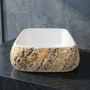 Modern Blue Square Ceramic Countertop Wash Basin Single Hole Vessel Sink Bathroom Vanity Art Bowl - Product Image 2