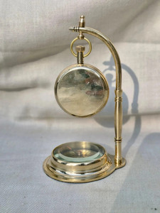 Shiny Polished Brass Mechanical <b>Desk</b> <b>Clock</b> Compass Vintage Antique Nautical Design Hourly Chiming Silent Operation for Home - Product Image 3
