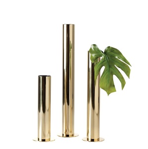 Modern Stainless Steel Tube Flower Vase Luxury Decorative Tabletop Vase <b>Tall</b> Cylinder Flower Holder Contemporary Centerpieces - Product Image 2