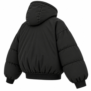 Men's Casual Sports Zipper Hoodie Coat Solid Color Slim Fit Puffer <b>Jacket</b> Eco-Friendly Breathable Winter Sportswear Cotton Lined - Product Image 5