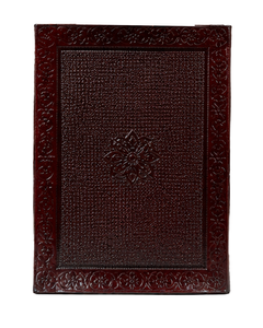 Rustic Two-Panel Embossed Leather Notebook Mandala & Paisley Motif Natural Deckle Edge Pages, Wrap Around Cord Tie Handcrafted - Product Image 6