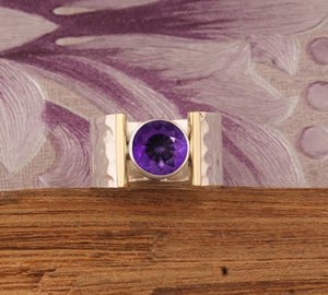 Natural Amethyst Bezel Setting Classic Band <b>Ring</b> 925 Sterling <b>Silver</b> Women's Genuine Stone Purple Gemstone Wedding Party - Product Image 3