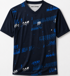 T-shirts de sport pour hommes personnalisés imprimés par sublimation, haute qualité, anti-humidité, col en V, manches courtes, polyester/coton, fournisseur de premier plan - Product Image 3