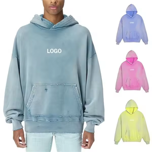 Sweat à capuche personnalisé pour hommes, 500 g/m² en molleton, coupe épaules tombantes, teint en pièce, pour les marques de mode américaines, fournisseur en gros - Product Image 1