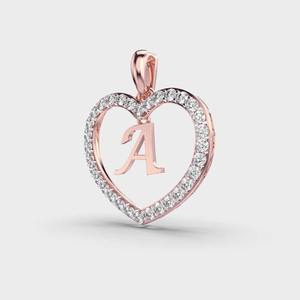 Colgante de Diamante con Inicial Personalizada en Forma de Corazón en Oro Amarillo / Blanco / Rosa de 9K - Product Image 3