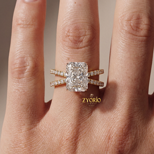 Radiant Cut Lab Grown Diamond VVS2 Clarity 1 Carat 925 Silver Luxury Engagement <b>Ring</b> with <b>Split</b> Shank Band for Wedding & Party - Product Image 4