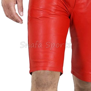 Shorts en cuir véritable noir pour homme, coupe slim, haute qualité, sur mesure, toutes tailles et couleurs. - Product Image 6