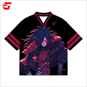 Maillot rétro Madara Uchiha pour fans, coupe ample et oversize, 100% polyester, imprimé par sublimation, prix d'usine, fabriqué au Pakistan - Product Image 1