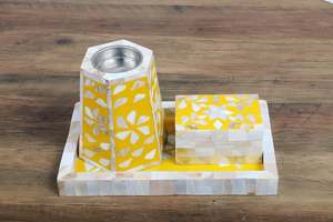 Ensemble de brûleurs à bakhoor PearlMajesty – Porte-encens de luxe en mosaïque de nacre pour une décoration intérieure raffinée - Product Image 5