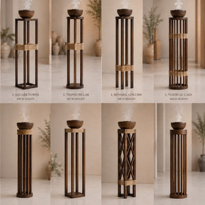 Unique Vertical Cage Wooden Bakhoor Burner With Rope Accents And A Top Basin Round Shape Emitting Fragrant Incense Smoke - Product Image 6