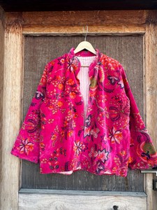 Handmade Velvet Printed Autumn Reversible Eco-Friendly Indian Women Regular Length Coat - Product Image 6